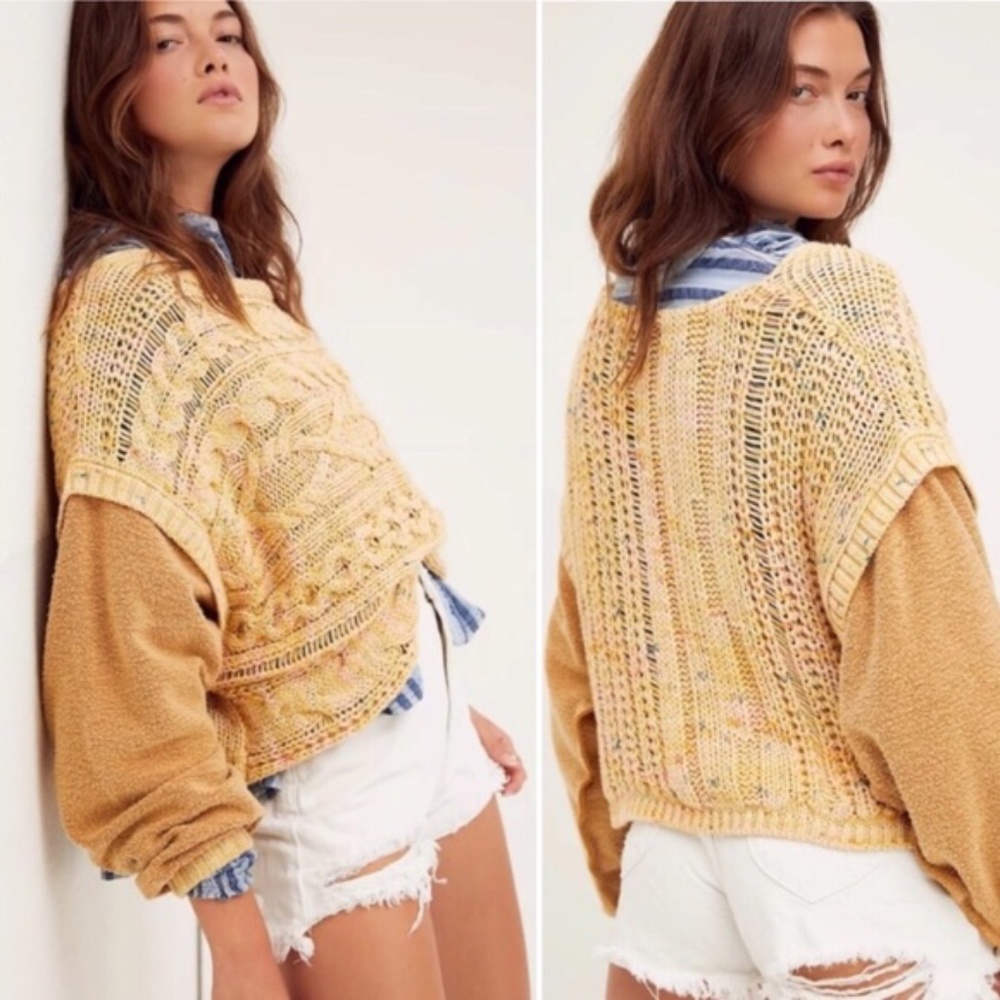 Free People Honey Cable Pullover Sweater in Various NWT